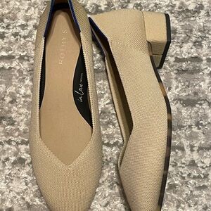 Rothy's Beige Wren Block Heel Flats